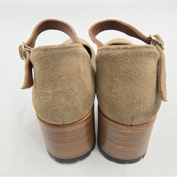 Patina By Portland Mary Jane Shoes Tan Suede Leather Suede Block Heeled - Picture 10 of 12